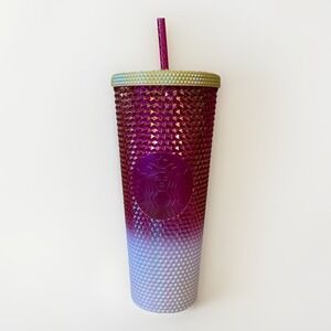 🌟NEW 2024 STARBUCKS HOLIDAY‎ GOLD RUBY WHITE 💠STUDDED💠OMBRÉ TUMBLER CUP